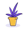 Purple potted plant illustration. Flat design indoor plant, modern decor, minimal style vector illustration. Home Royalty Free Stock Photo