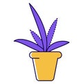 Purple potted plant illustration. Simple home decor flora Royalty Free Stock Photo