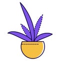 Purple potted plant illustration. Stylish indoor decoration vector illustration Royalty Free Stock Photo