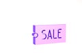 Purple Price tag with an inscription Sale icon isolated on white background. Badge for price. Promo tag discount