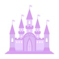 Purple princess castle. Medieval house. Magic kingdom