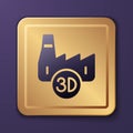Purple Printing house industry icon isolated on purple background. Gold square button. Vector Royalty Free Stock Photo