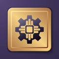 Purple Processor icon isolated on purple background. CPU, central processing unit, microchip, microcircuit, computer Royalty Free Stock Photo