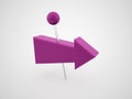 Purple push pins with arrows rendered