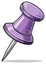Purple pushpin cartoon vector illustration, an isolated office supply object with a shadow Royalty Free Stock Photo