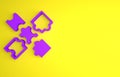 Purple Puzzle pieces toy icon isolated on yellow background. Minimalism concept. 3D render illustration Royalty Free Stock Photo