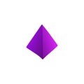 Purple pyramid with angular surfaces for education and math learning.