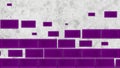 Purple quadrangular abstract background, motion graphics. Animation. Building of an abstract wall made of blue bricks on