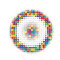 Purple Random Circular Halftone. Pink Dots pattern. Green Design Element Spot Background. Red Pattern With Rounds. Orange Geometri