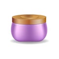 Purple realistic cosmetic jar on a white background