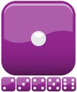 Purple realistic dice collection, set of 6, vector available Royalty Free Stock Photo