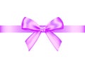 Purple realistic gift bow with horizontal ribbon