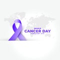 Purple realistic ribbon for world cancer day design