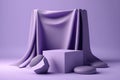 Purple rectangular empty plinth with fabric top. Premium plinth for product advertisement. Royalty Free Stock Photo