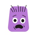 Purple rectangular scared character color line icon. Mascot of emotions.