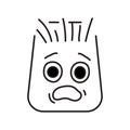 Purple rectangular scared character color line icon. Mascot of emotions.