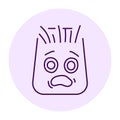 Purple rectangular scared character color line icon. Mascot of emotions.