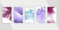 Purple, red and blue alcohol ink social media banners for stories.