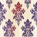 Purple and red damask pattern on a beige background Royalty Free Stock Photo