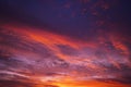 Purple red orange sunset. Colorful sky with clouds background Royalty Free Stock Photo