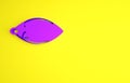 Purple Reddish eye due to viral, bacterial or allergic conjunctivitis icon isolated on yellow background. Minimalism