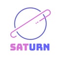 Purple Retro Saturn planet simple logo concept design