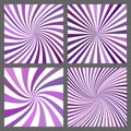 Purple spiral ray and starburst background set Royalty Free Stock Photo