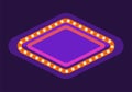 Purple rhombus retro marquee light frame flat illustration