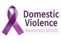 Purple ribbon on white background. Symbol of Domestic Violence Awareness