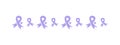 Purple ribbons border line. Dementia awareness, cancer, epilepsy, against homophobia and domestic violence