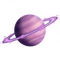 Purple Ringed Planet in Deep Space with Glowing Atmosphere and Soft Lighting Royalty Free Stock Photo
