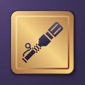 Purple RKG 3 anti-tank hand grenade icon isolated on purple background. Gold square button. Vector