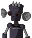 Purple Robot With Cylinder-Conic Head And Speakers Mouth And Black Glowing Red Eyes And Three Spiked Royalty Free Stock Photo