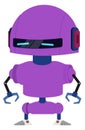 Purple robot. Futuristic technology mascot. Cartoon android