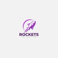 Purple Rocket and abstract golf ball logo modern Royalty Free Stock Photo