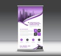 Purple Roll Up Banner template vector illustration, banner design, standy design, display, advertisement,x-banner