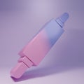 Purple Rolling pin icon isolated on purple background. Minimalism concept. 3D render illustration Royalty Free Stock Photo