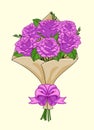 Purple Rose Bouquet Hand Drawn Illustration Royalty Free Stock Photo