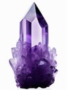 Purple rough amethyst quartz crystal isolated over white background. Violet semiprecious natural stone mineral Royalty Free Stock Photo