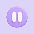 Purple round pause button isolated on purple background Royalty Free Stock Photo