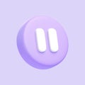 Purple round pause button isolated on purple background Royalty Free Stock Photo