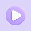 Purple round play button isolated on purple background Royalty Free Stock Photo
