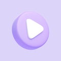 Purple round play button isolated on purple background Royalty Free Stock Photo