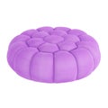 Purple round quilted soft poof on a white background. 3d rendering