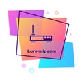 Purple Router and wi-fi signal icon isolated on white background. Wireless ethernet modem router. Computer technology