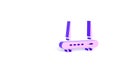 Purple Router and wi-fi signal icon isolated on white background. Wireless ethernet modem router. Computer technology