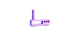 Purple Router and wi-fi signal icon isolated on white background. Wireless ethernet modem router. Computer technology