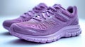 Purple running shoe on urban background. Close-up shot with selective focus Royalty Free Stock Photo