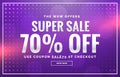 Purple sale banner design with offer design for promotion