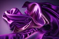 Purple satin fabric background. Purple silk fabric background. Wavy smooth cloth texture. Purple ripple fabric Royalty Free Stock Photo